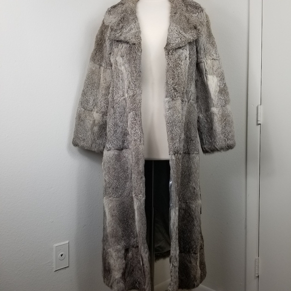 Vintage Safuron Rabbit Fur Jacket Trench Coat - Picture 3 of 10